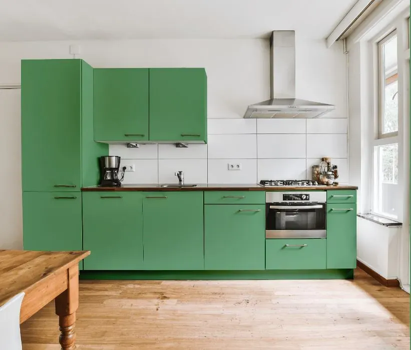 Behr Green Bank kitchen cabinets