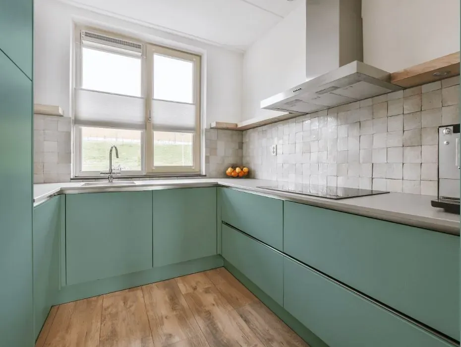 Behr Green Meets Blue small kitchen cabinets