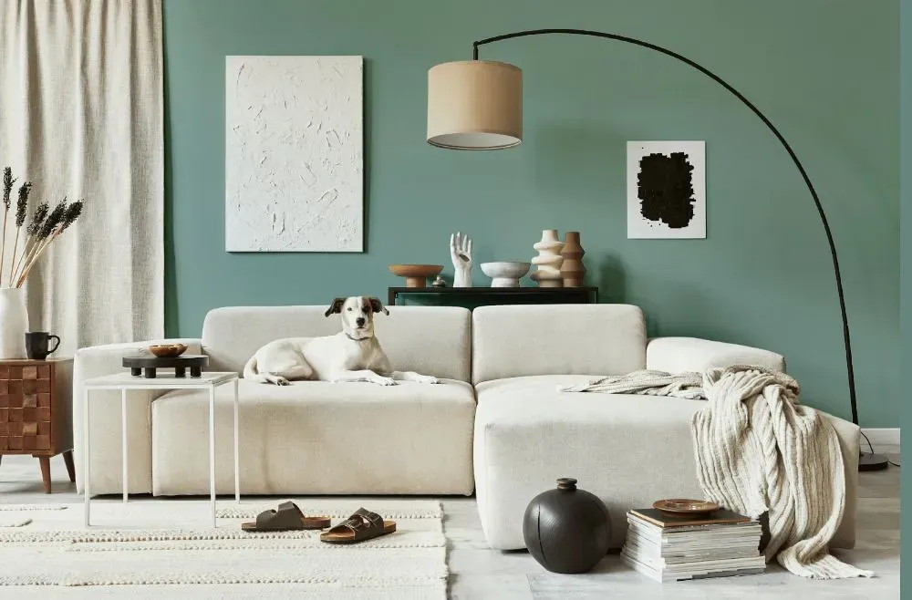 Behr Green Meets Blue cozy living room