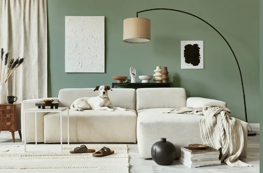 Behr Green Trellis cozy living room