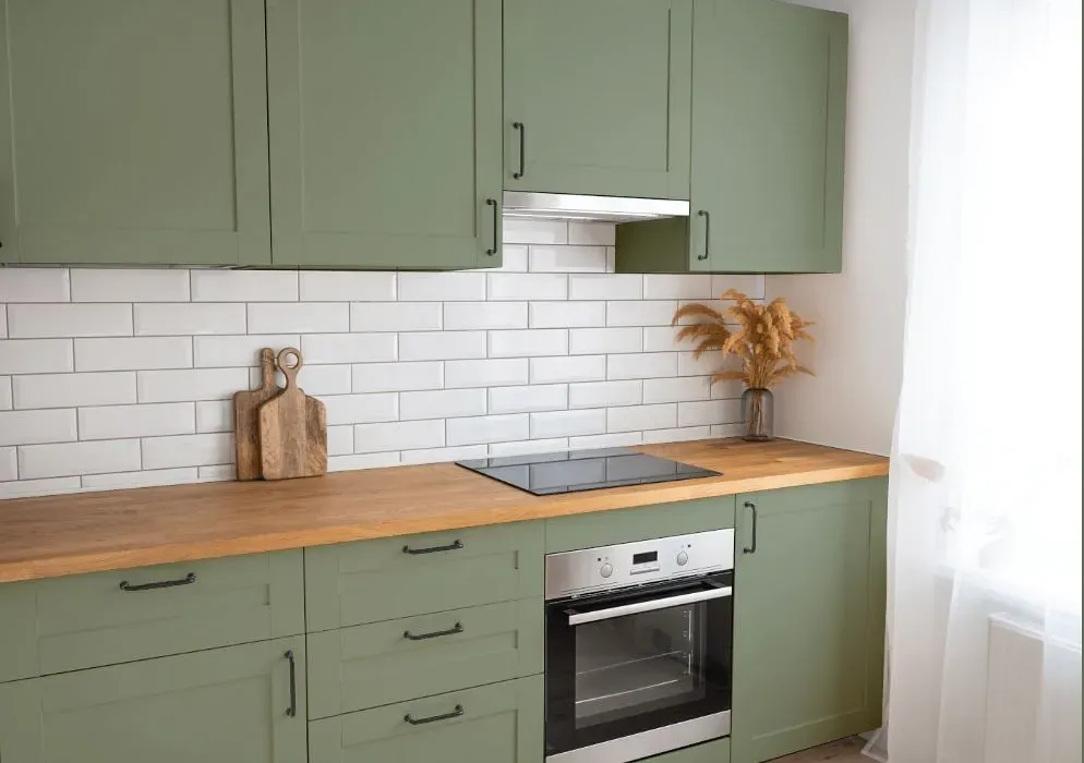 Behr Hillside Green kitchen cabinets