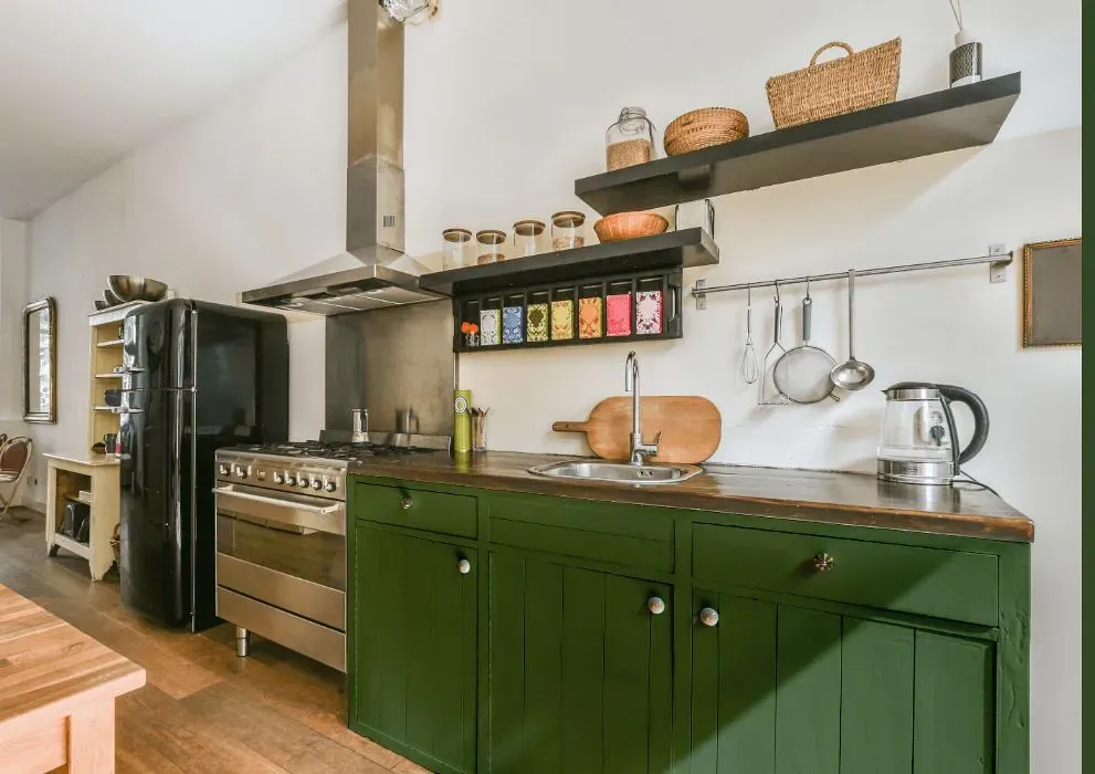 Behr Hummingbird Green kitchen cabinets