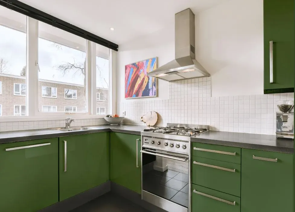 Behr Hummingbird Green kitchen cabinets