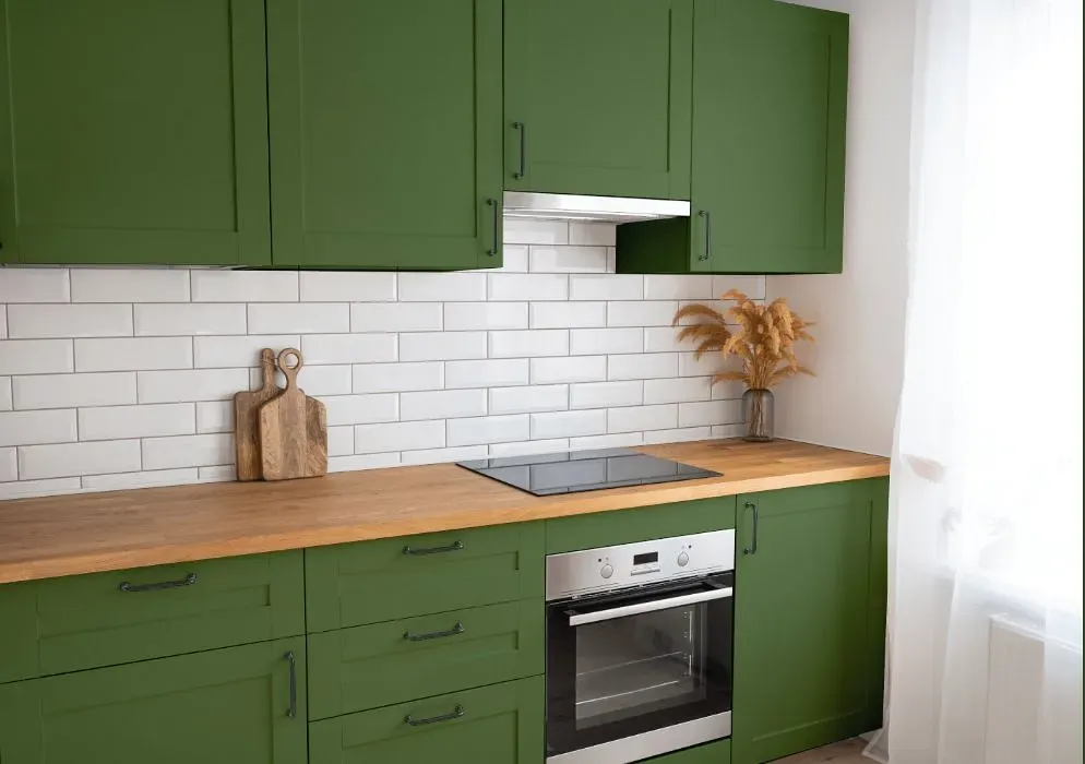 Behr Hummingbird Green kitchen cabinets