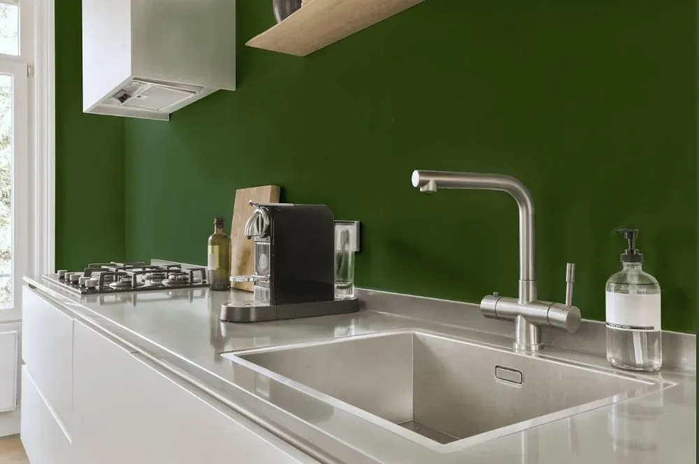 Behr Hummingbird Green kitchen painted backsplash