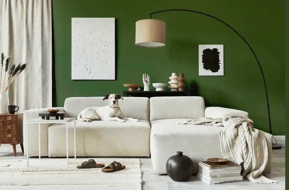 Behr Hummingbird Green cozy living room