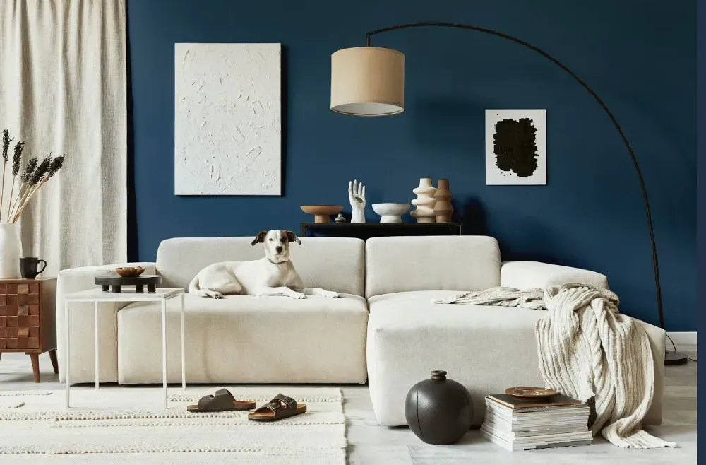 Behr Infinite Deep Sea cozy living room