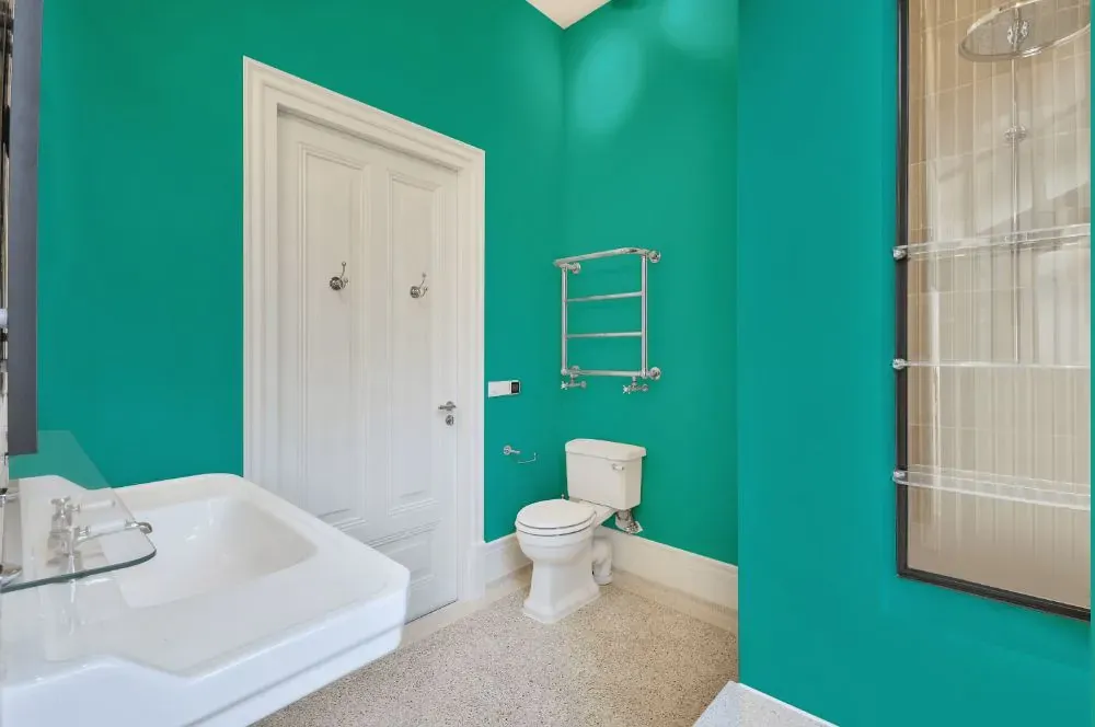 Behr Island Aqua bathroom