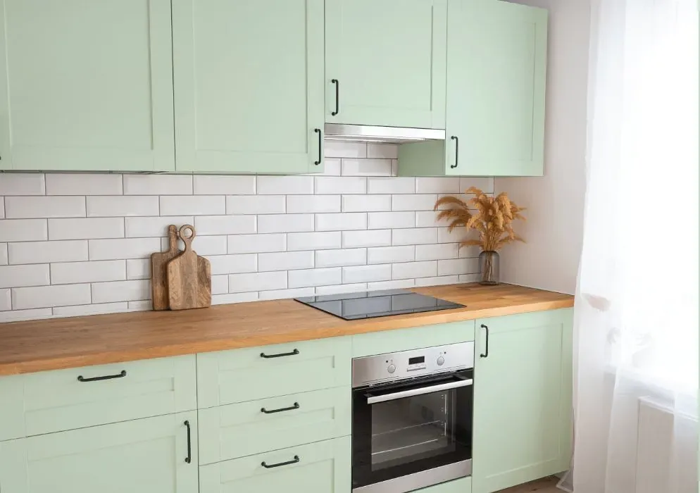 Behr Jade Mist kitchen cabinets