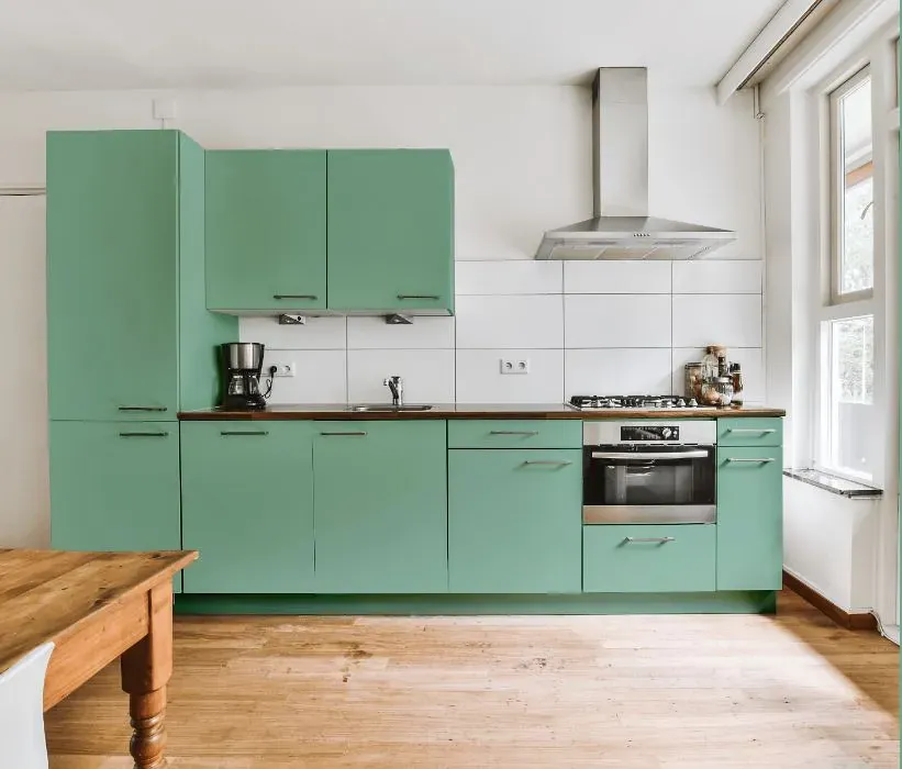 Behr Jade Mountain kitchen cabinets