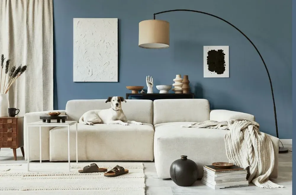Behr Jean Jacket Blue cozy living room