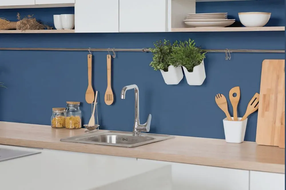 Behr Laguna Blue kitchen backsplash