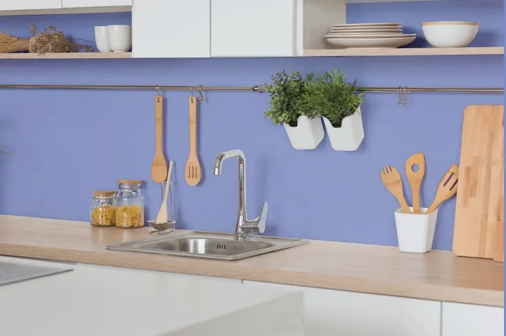 Behr Lavender Sky kitchen backsplash