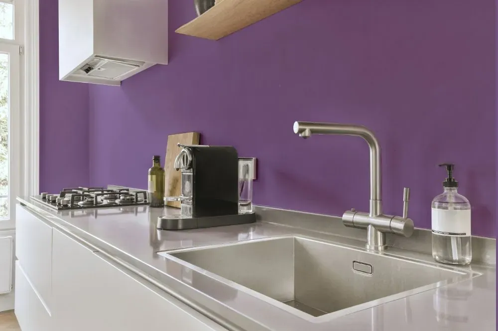 Behr Lilac Intuition kitchen painted backsplash