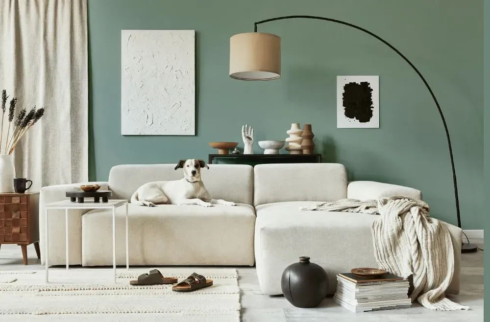 Behr Lotus Leaf cozy living room