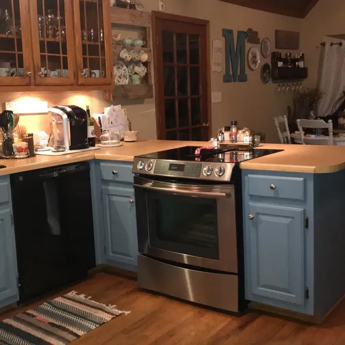 Behr Lyric Blue kitchen cabinets paint