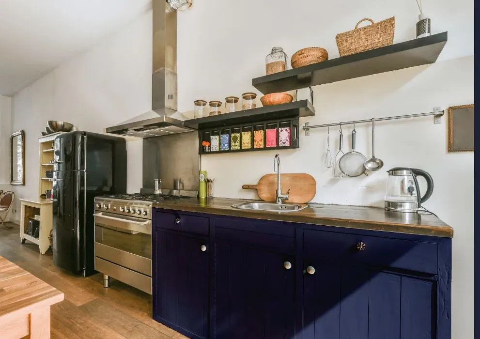 Behr Majestic Blue kitchen cabinets