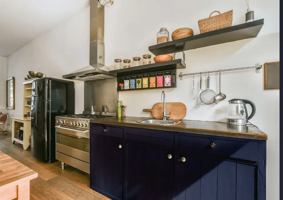 Behr Manhattan Blue kitchen cabinets