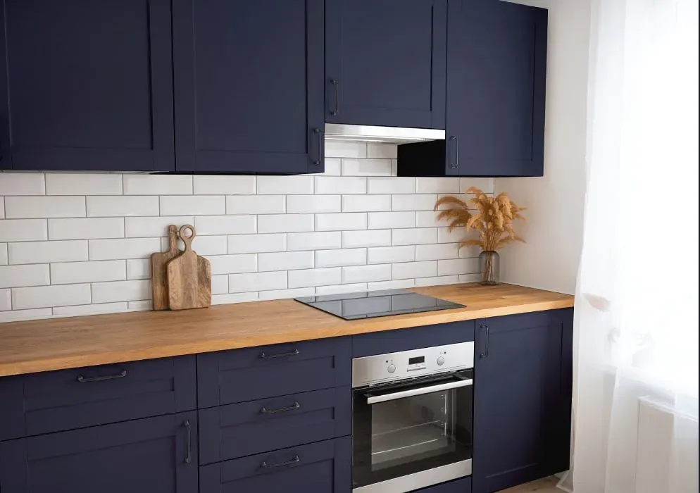 Behr Manhattan Blue kitchen cabinets