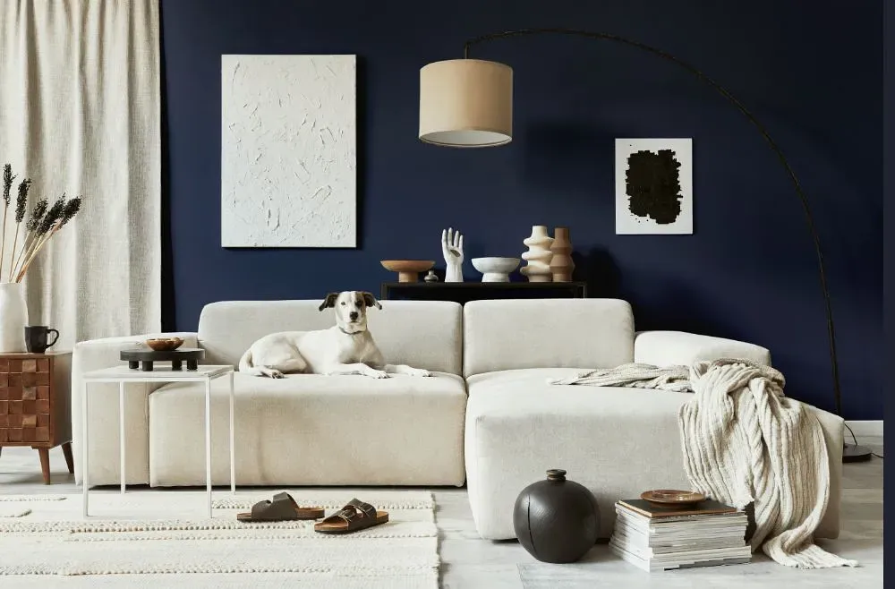 Behr Manhattan Blue cozy living room