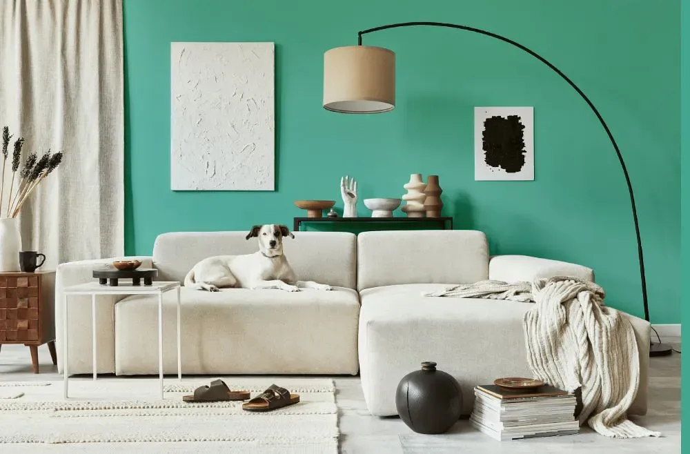 Behr March Aquamarine cozy living room