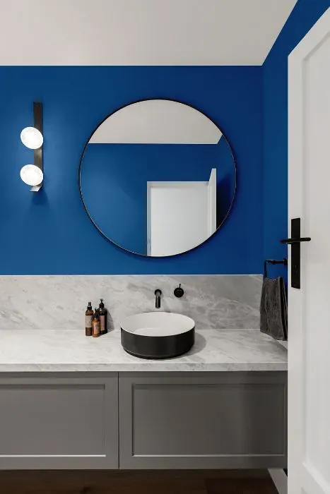 Behr Mega Blue minimalist bathroom
