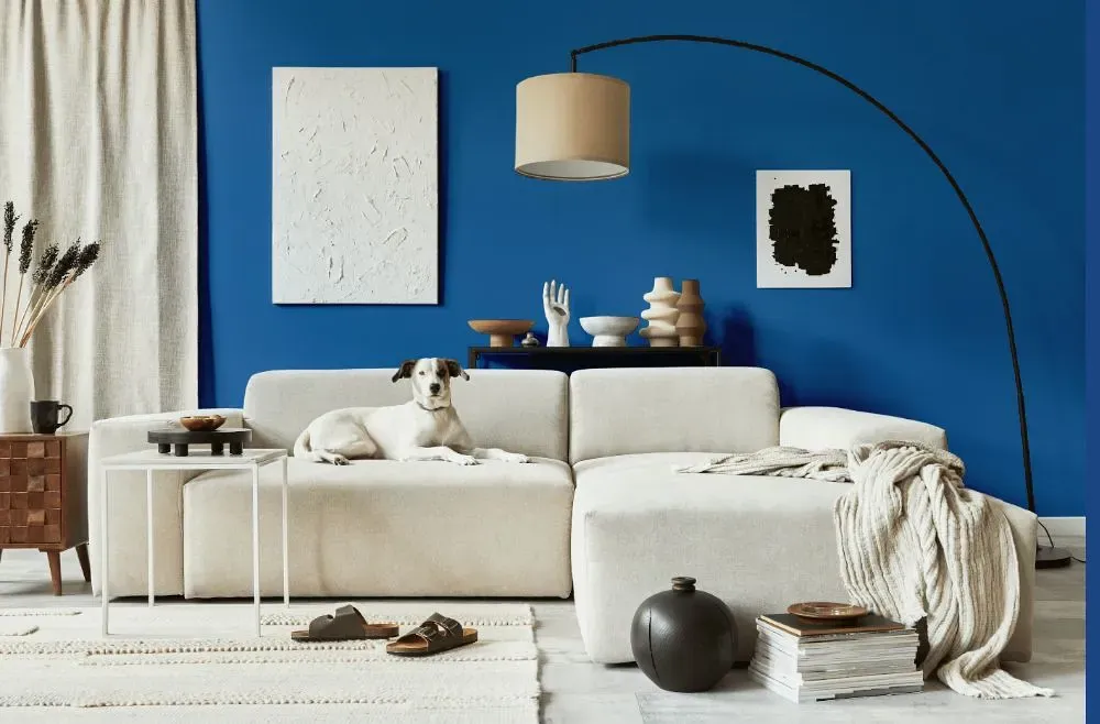 Behr Mega Blue cozy living room