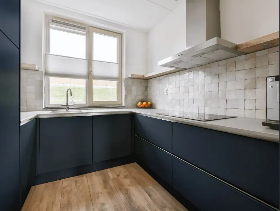 Behr Midnight Blue small kitchen cabinets