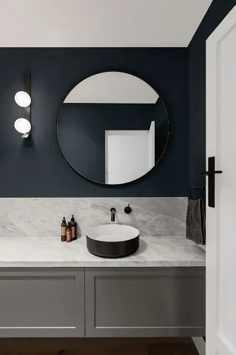 Behr Midnight Blue minimalist bathroom