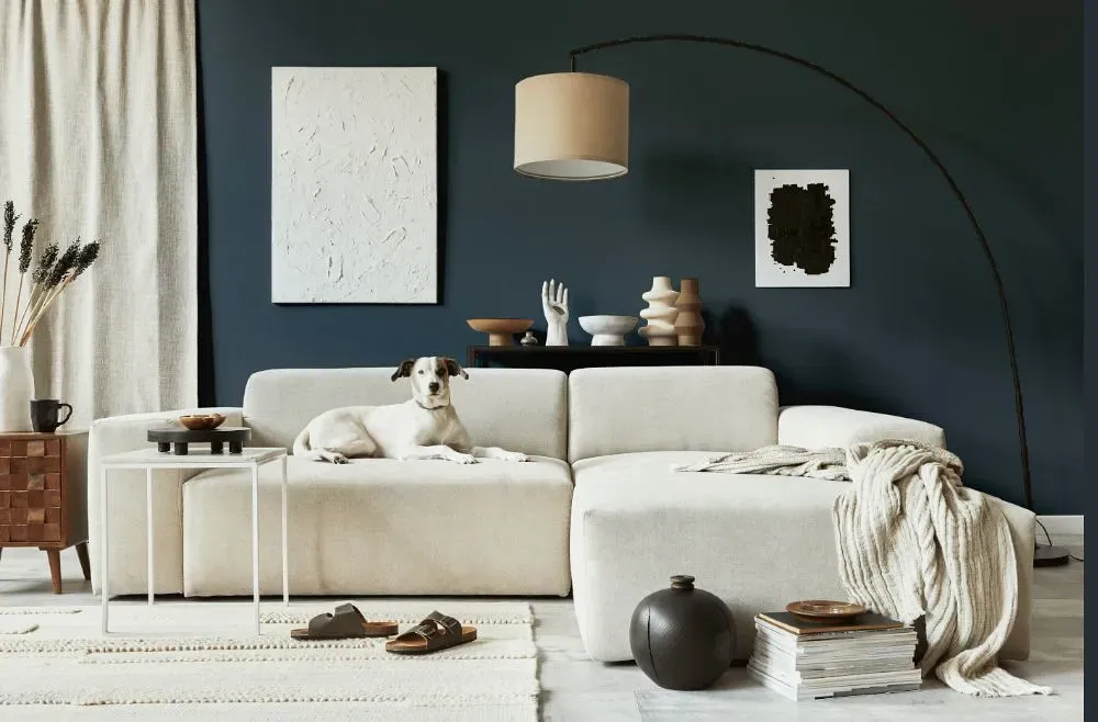 Behr Midnight Blue cozy living room