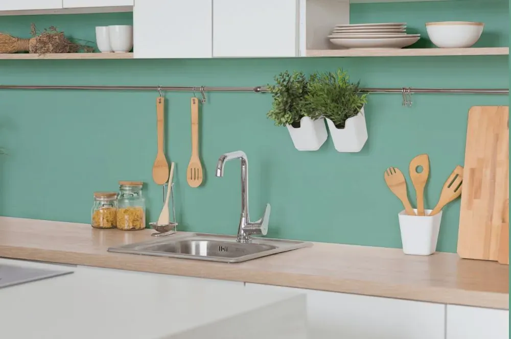 Behr Mild Evergreen kitchen backsplash