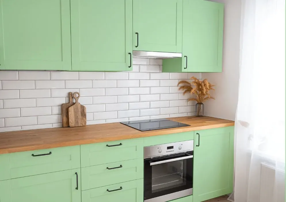 Behr Mint Parfait kitchen cabinets