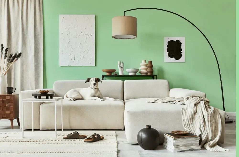 Behr Mint Parfait cozy living room