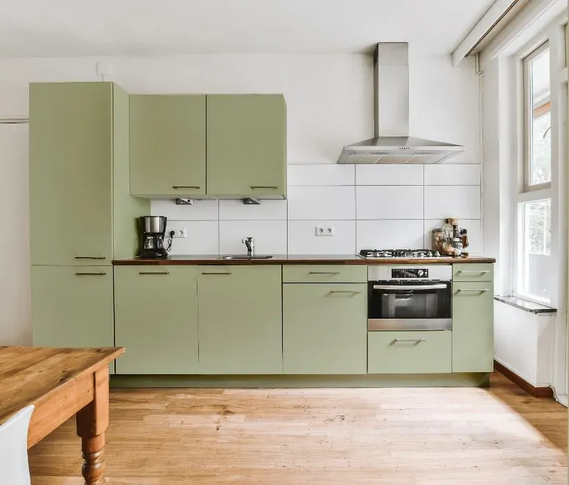 Behr Minted Lemon kitchen cabinets