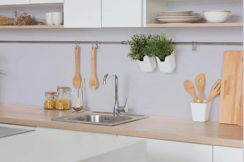 Behr Misty Lavender kitchen backsplash