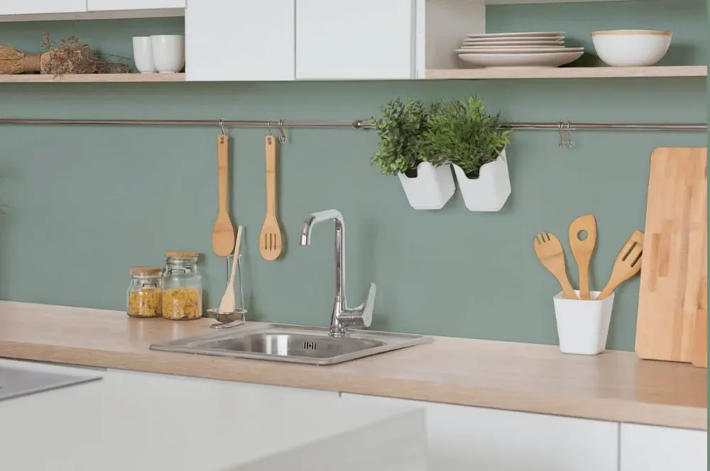 Behr Misty Moss kitchen backsplash