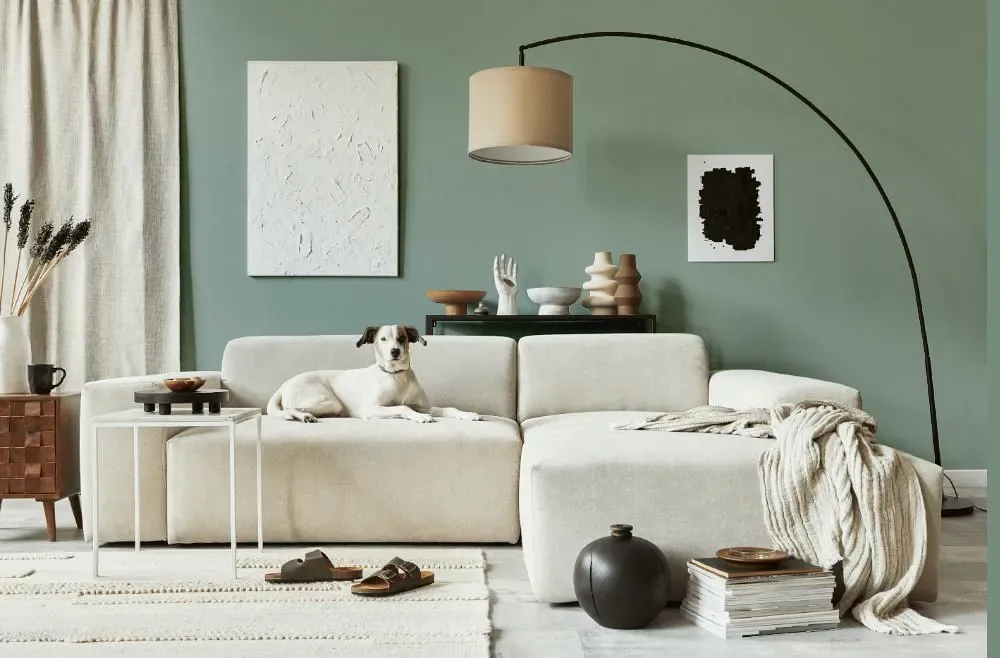 Behr Misty Moss cozy living room