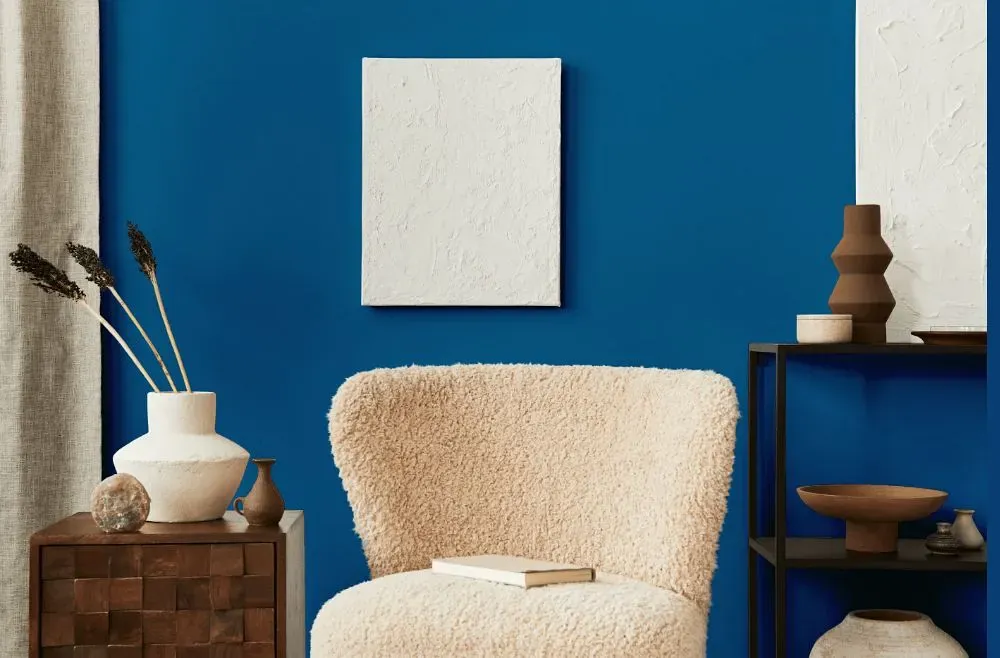 Behr Mondrian Blue living room interior