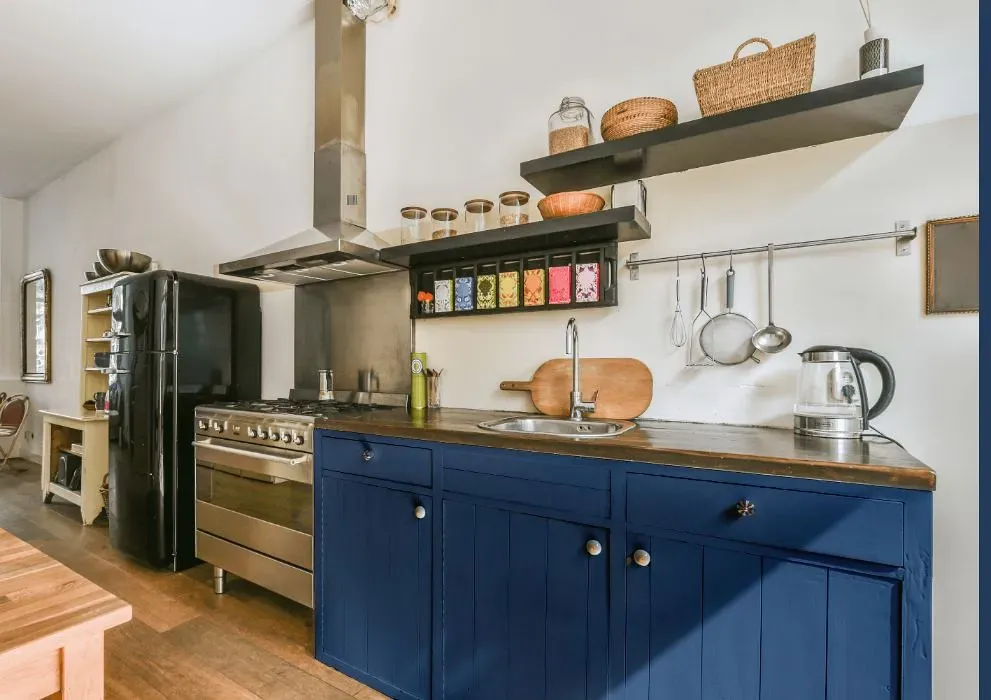 Behr Mosaic Blue kitchen cabinets