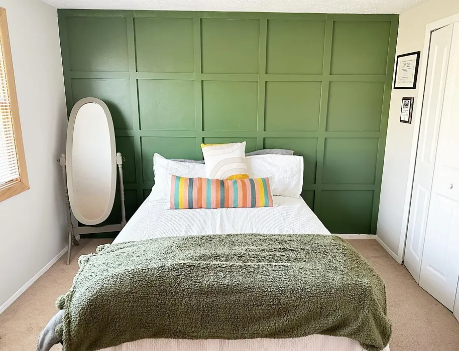 Behr Mountain Olive bedroom panelling 