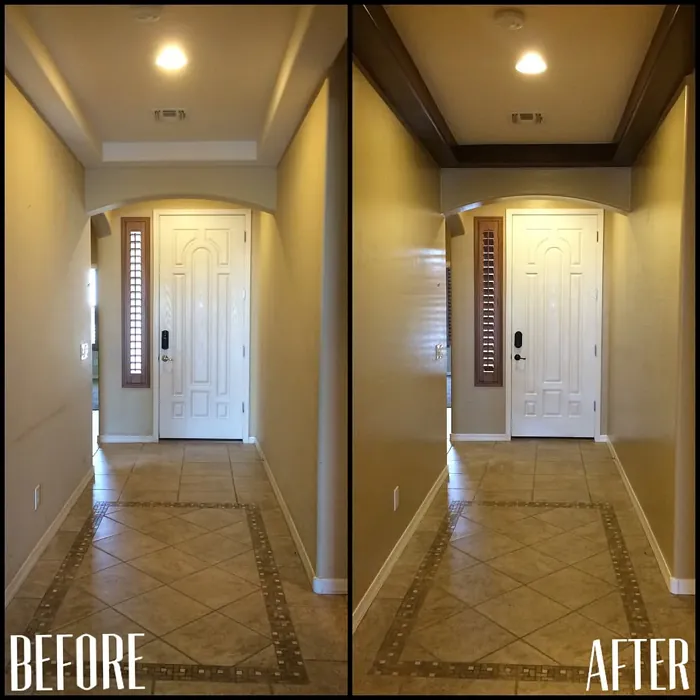 Behr Mushroom Bisque hallway makeover