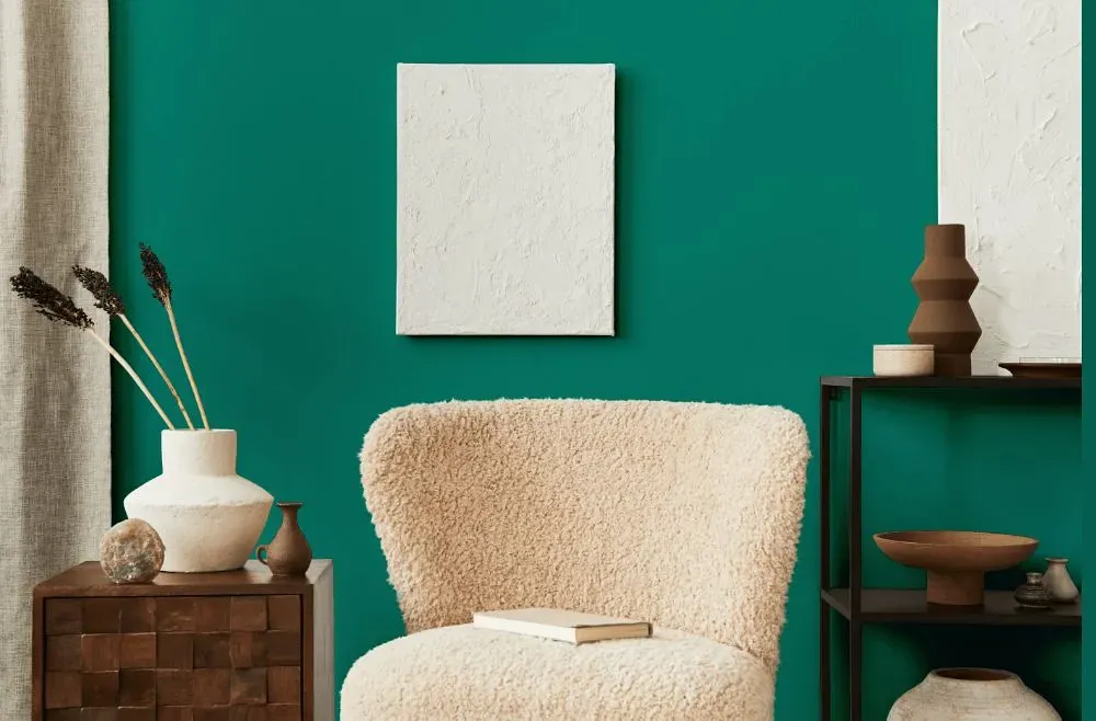 Behr Mystic Turquoise living room interior