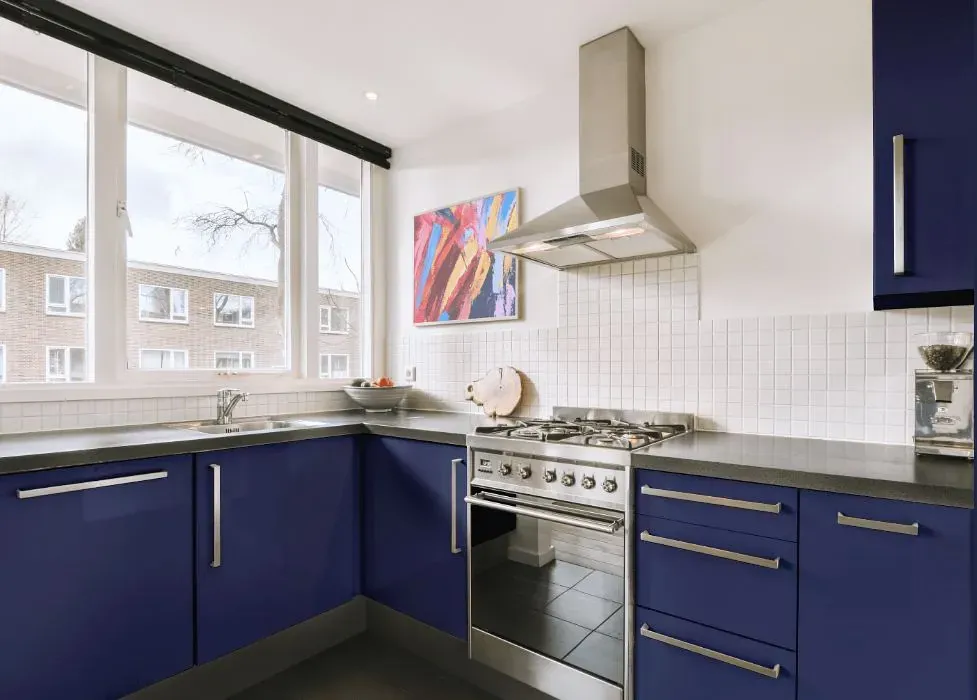 Behr Nobility Blue kitchen cabinets