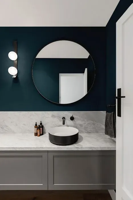 Behr Nocturne Blue minimalist bathroom