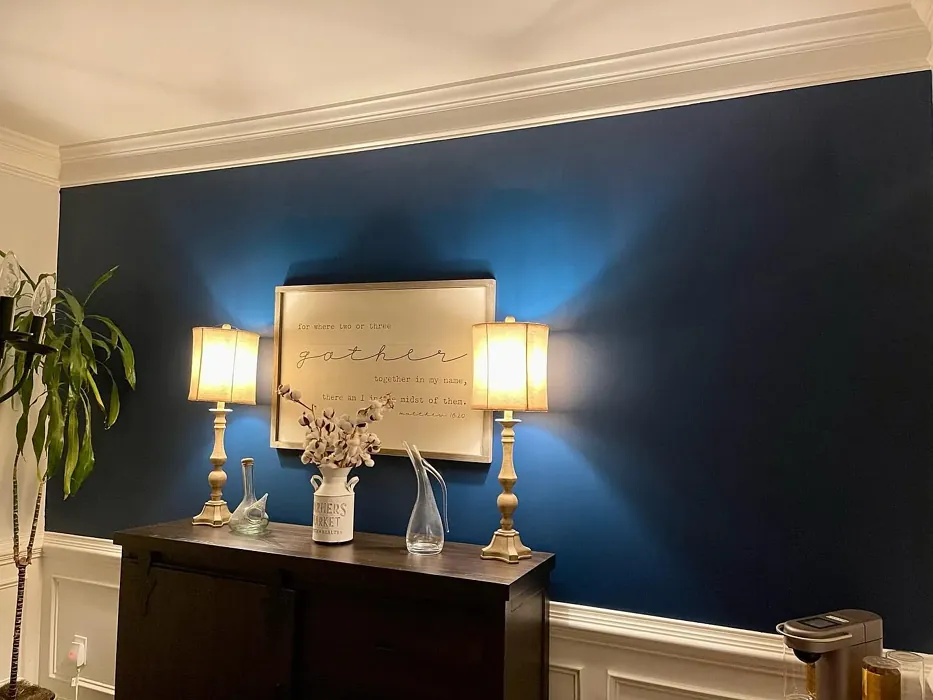 Behr Nocturne Blue living room interior