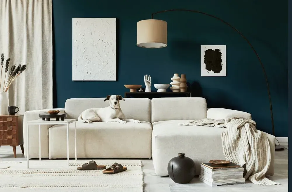 Behr Nocturne Blue cozy living room