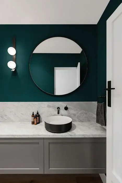 Behr Ocean Abyss minimalist bathroom