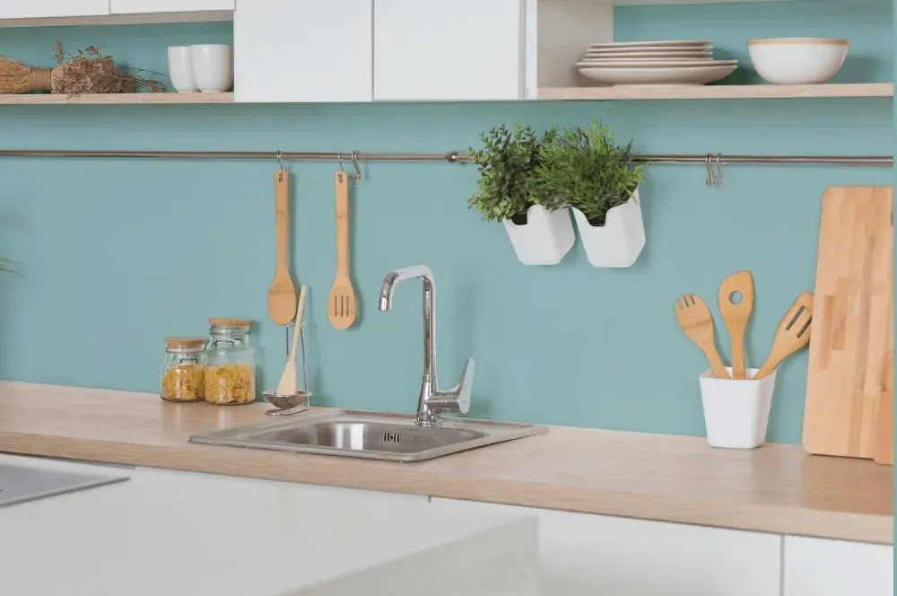 Behr Ocean Boulevard kitchen backsplash