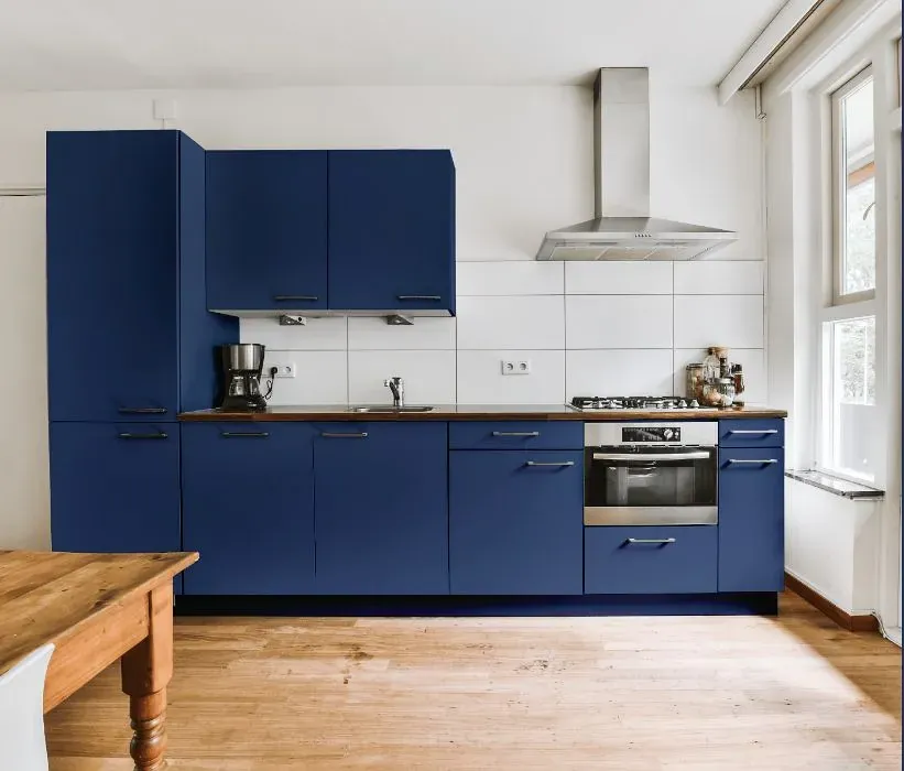 Behr Optimum Blue kitchen cabinets