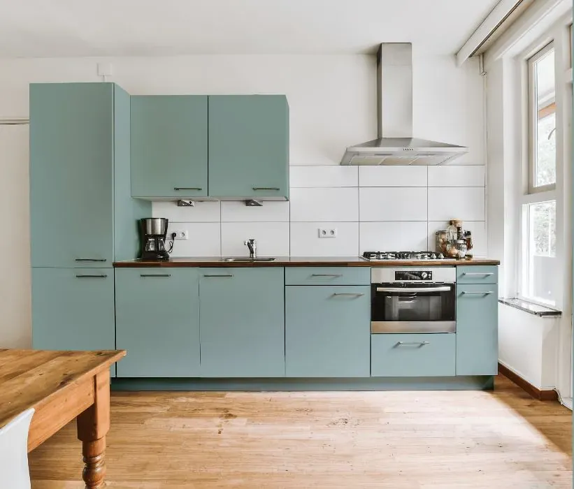 Behr Oslo Blue kitchen cabinets